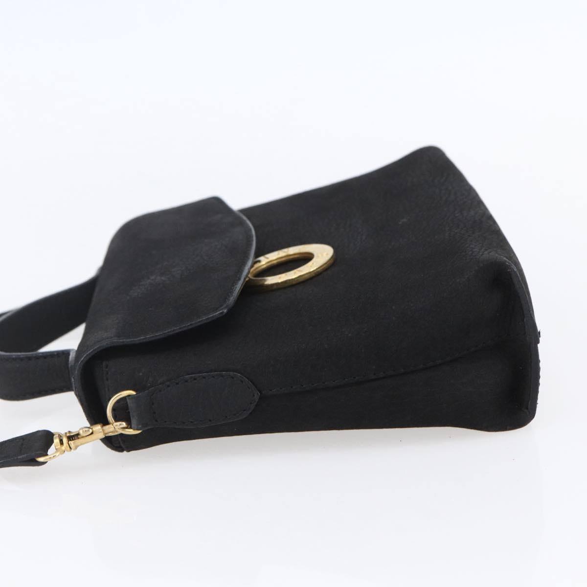 CELINE Shoulder Bag Leather Black Gold Auth 155068