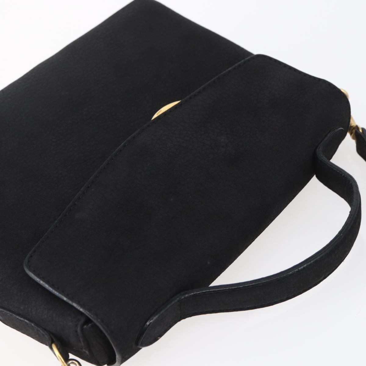 CELINE Shoulder Bag Leather Black Gold Auth 155068