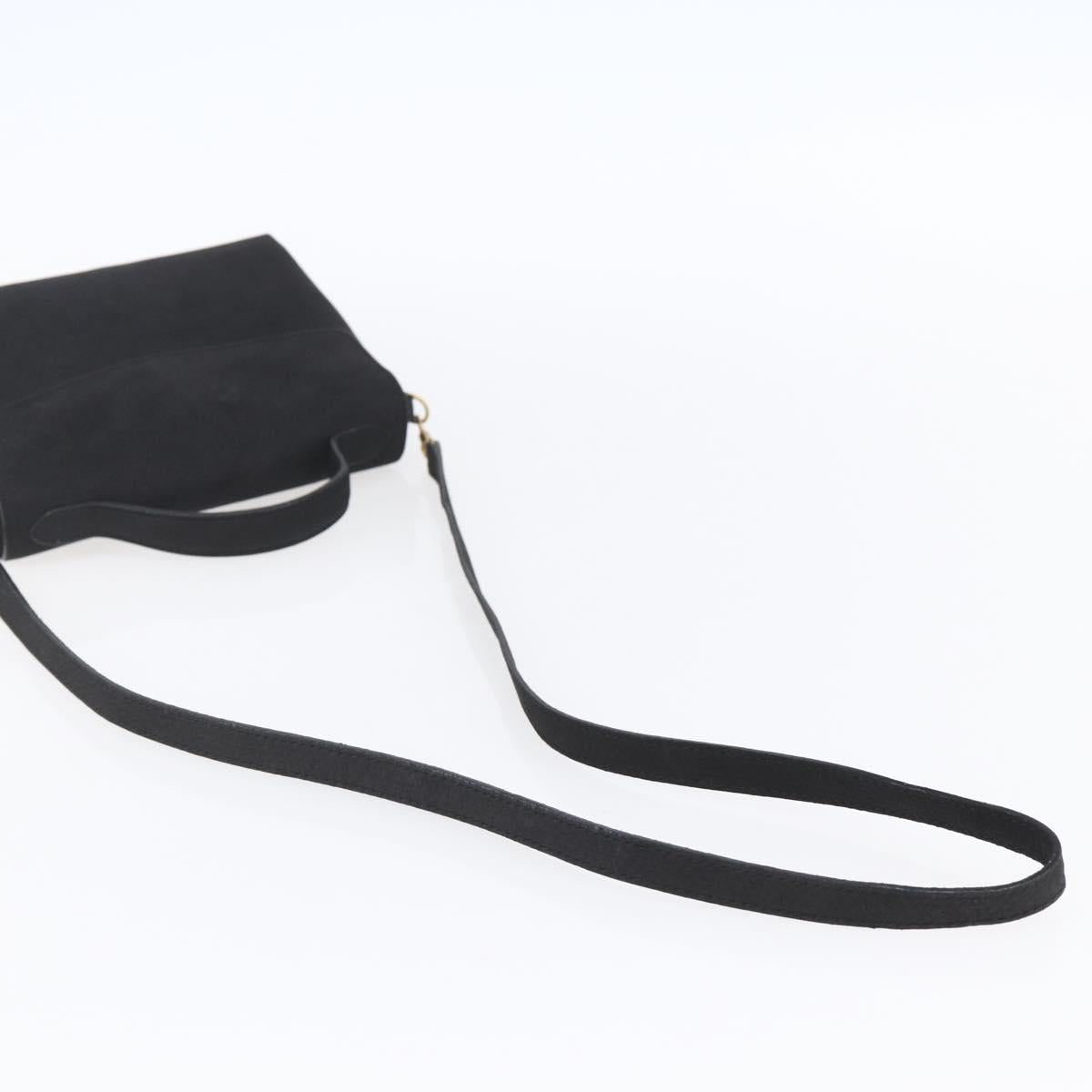 CELINE Shoulder Bag Leather Black Gold Auth 155068