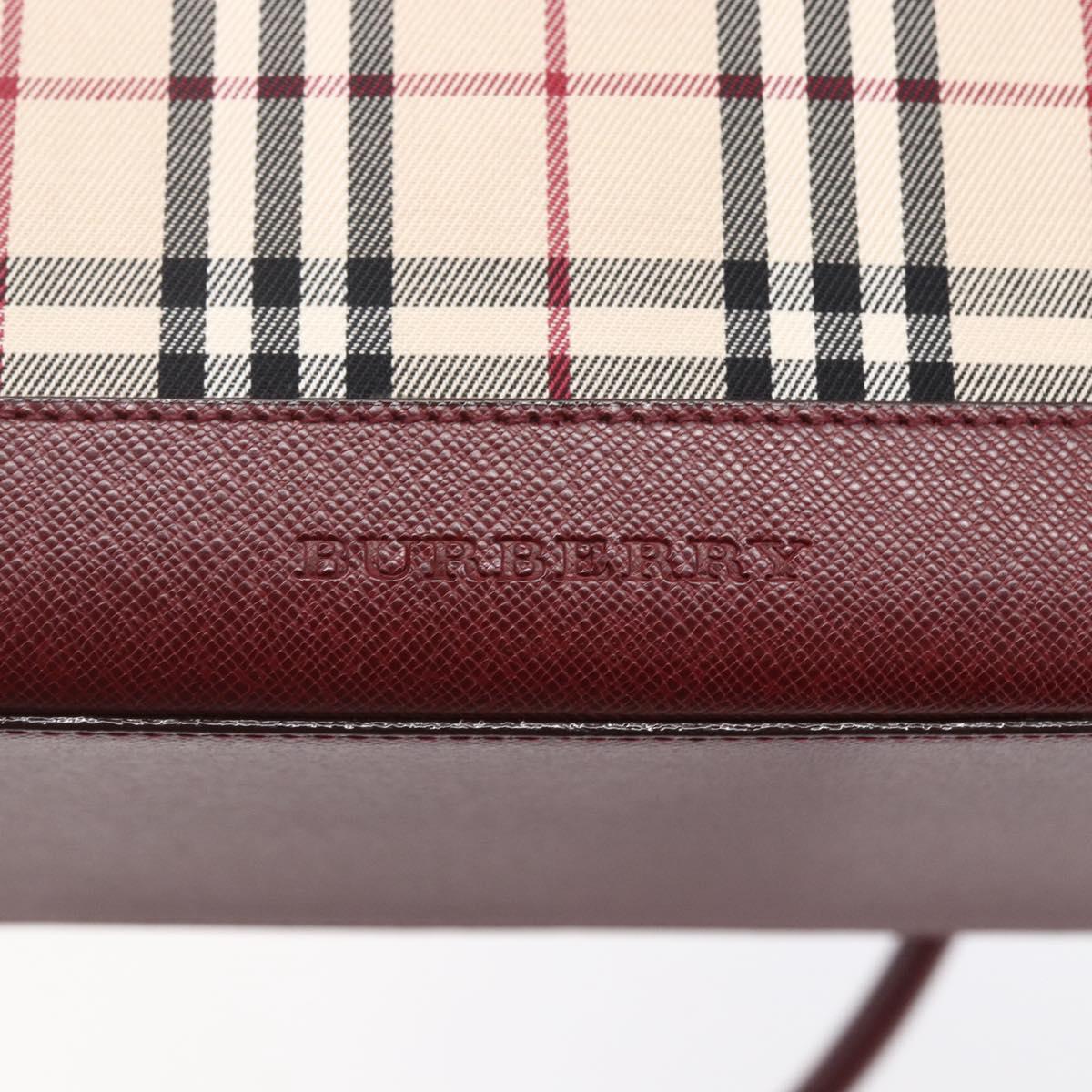 BURBERRY Nova Check Hand Bag Canvas Leather Beige Gold Auth 155070