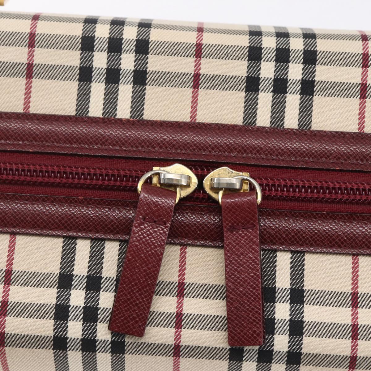 BURBERRY Nova Check Hand Bag Canvas Leather Beige Gold Auth 155070