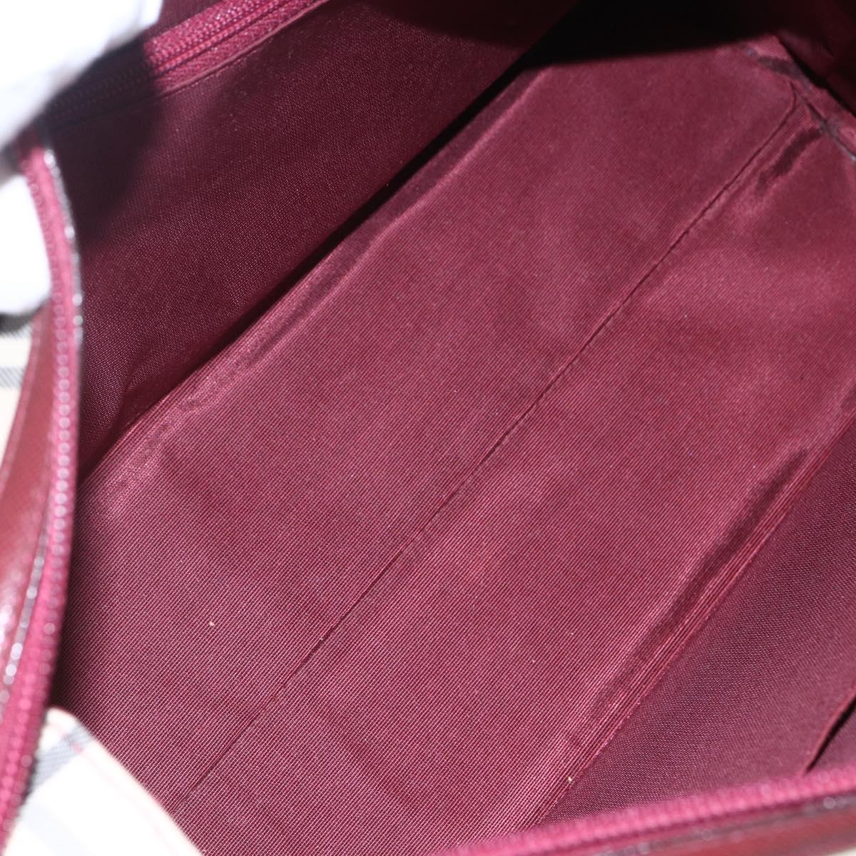 BURBERRY Nova Check Hand Bag Canvas Leather Beige Gold Auth 155070