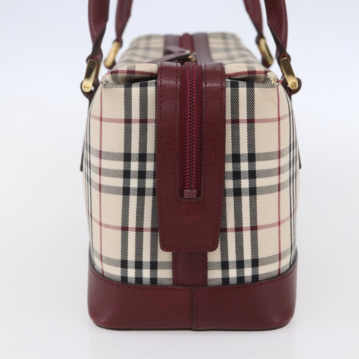 BURBERRY Nova Check Hand Bag Canvas Leather Beige Gold Auth 155070