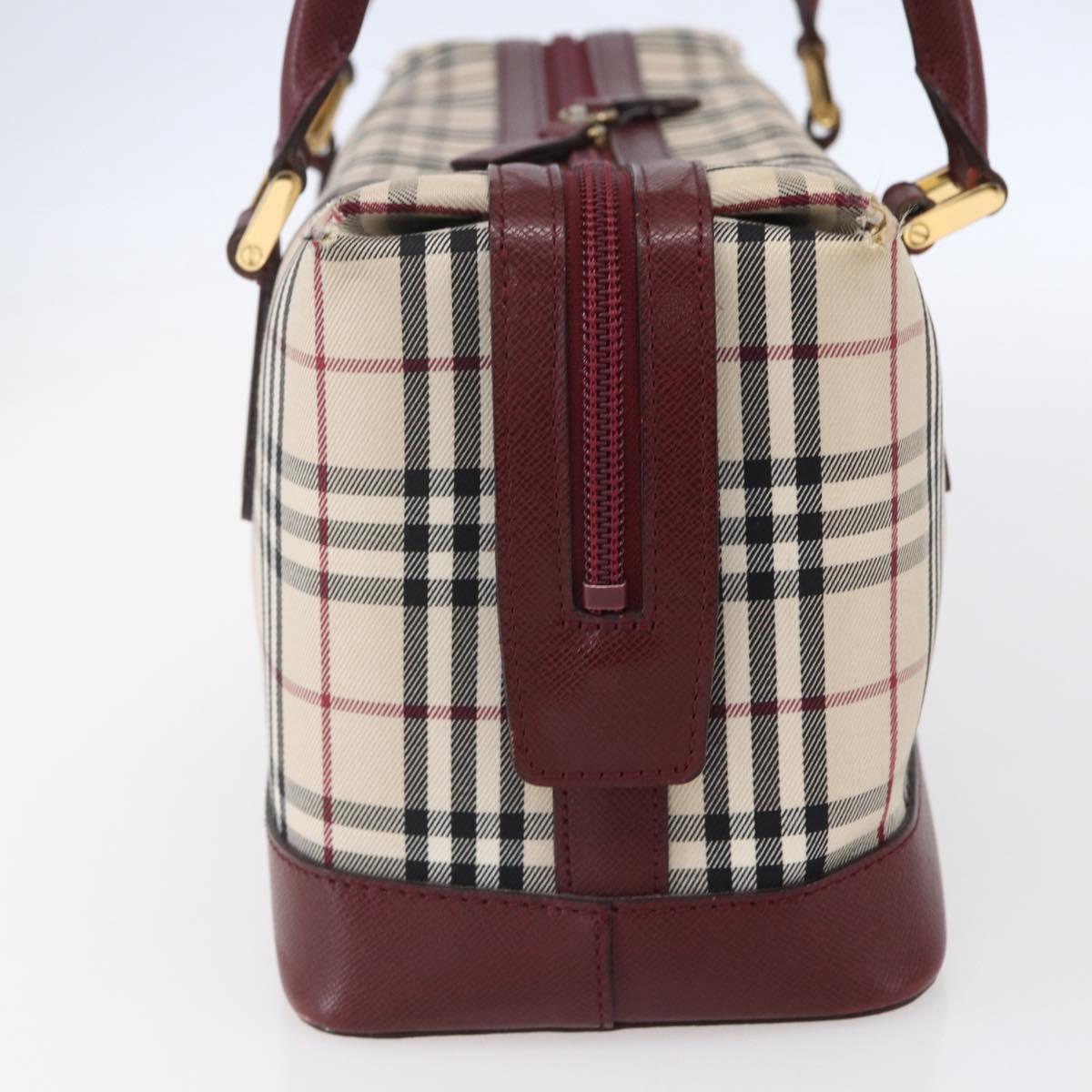 BURBERRY Nova Check Hand Bag Canvas Leather Beige Gold Auth 155070