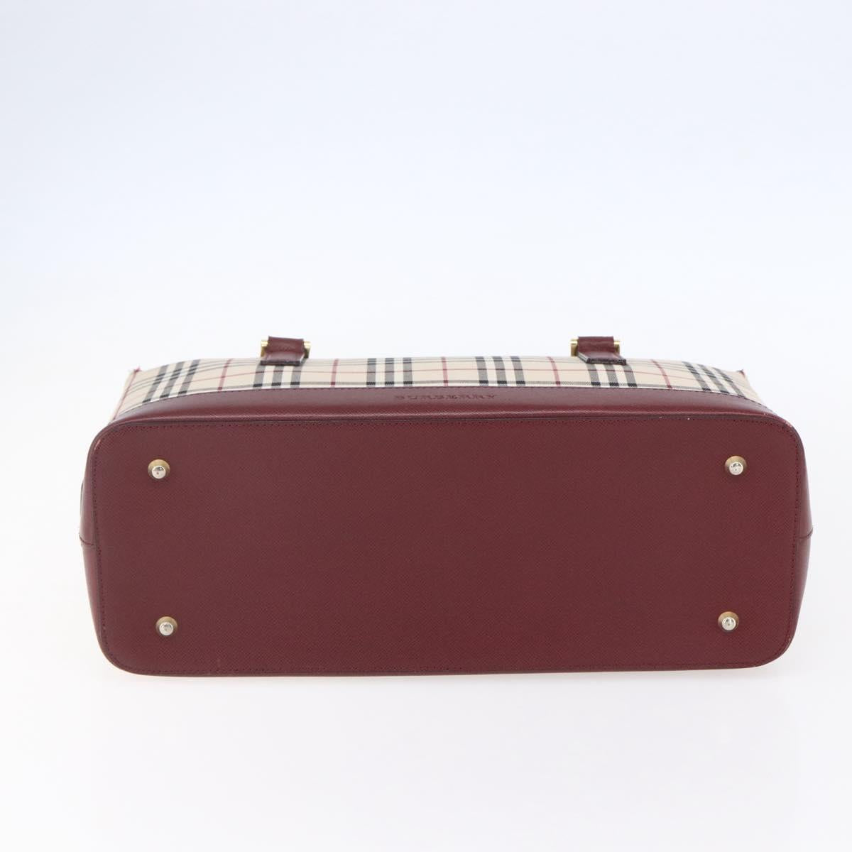 BURBERRY Nova Check Hand Bag Canvas Leather Beige Gold Auth 155070