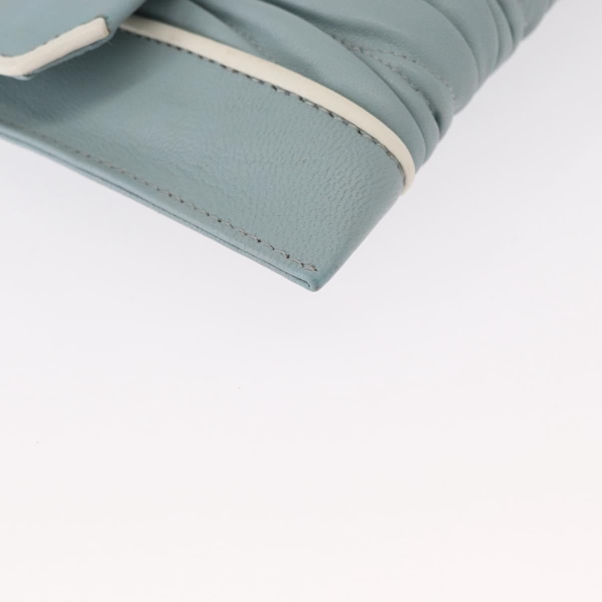 Miu Miu Matelasse Chain Shoulder Bag Leather Light Blue Silver Auth 155072