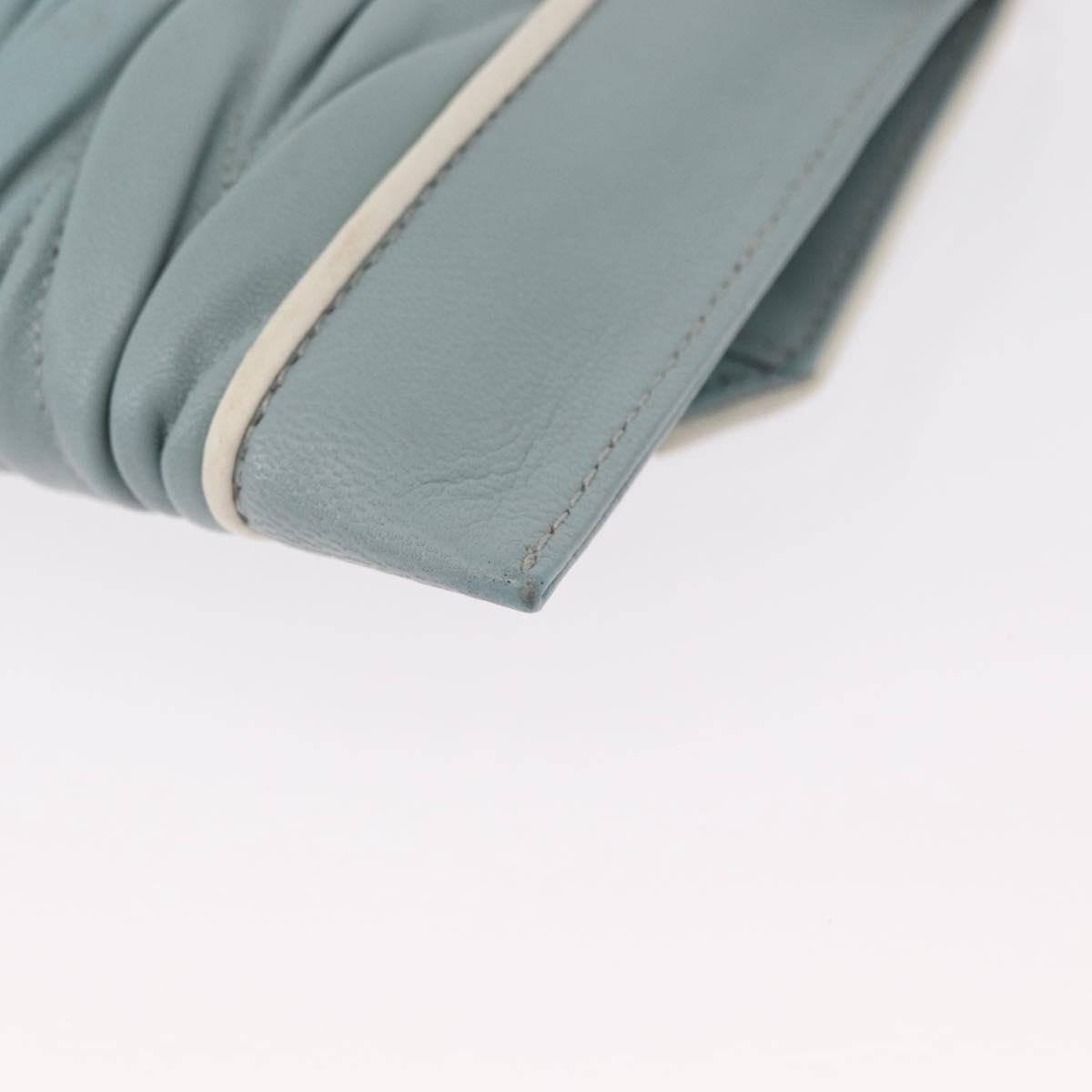 Miu Miu Matelasse Chain Shoulder Bag Leather Light Blue Silver Auth 155072