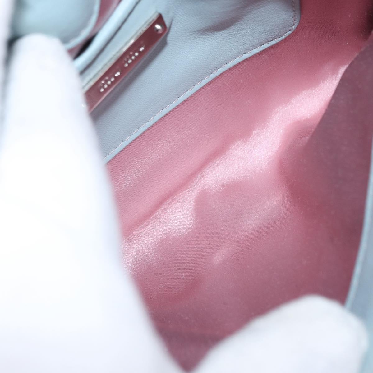 Miu Miu Matelasse Chain Shoulder Bag Leather Light Blue Silver Auth 155072