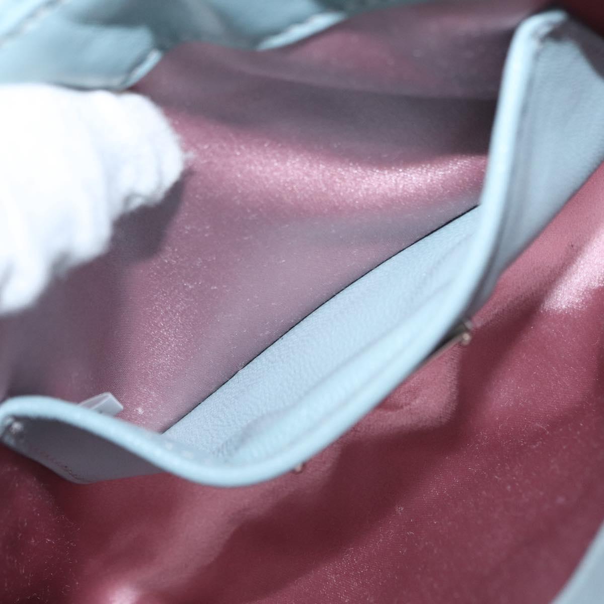 Miu Miu Matelasse Chain Shoulder Bag Leather Light Blue Silver Auth 155072