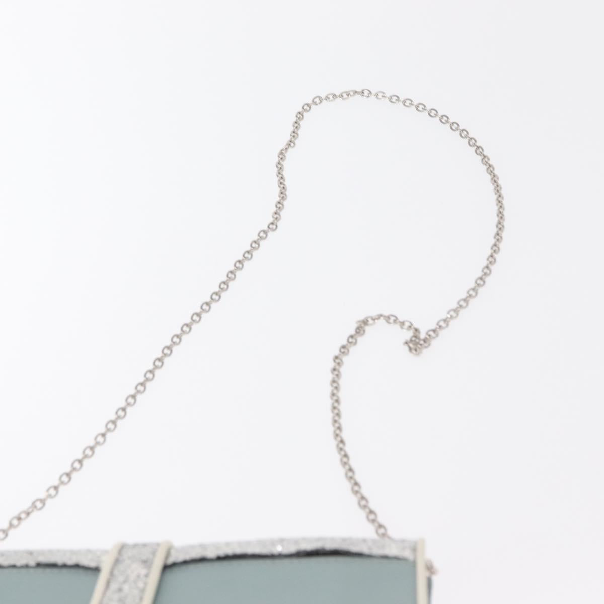 Miu Miu Matelasse Chain Shoulder Bag Leather Light Blue Silver Auth 155072