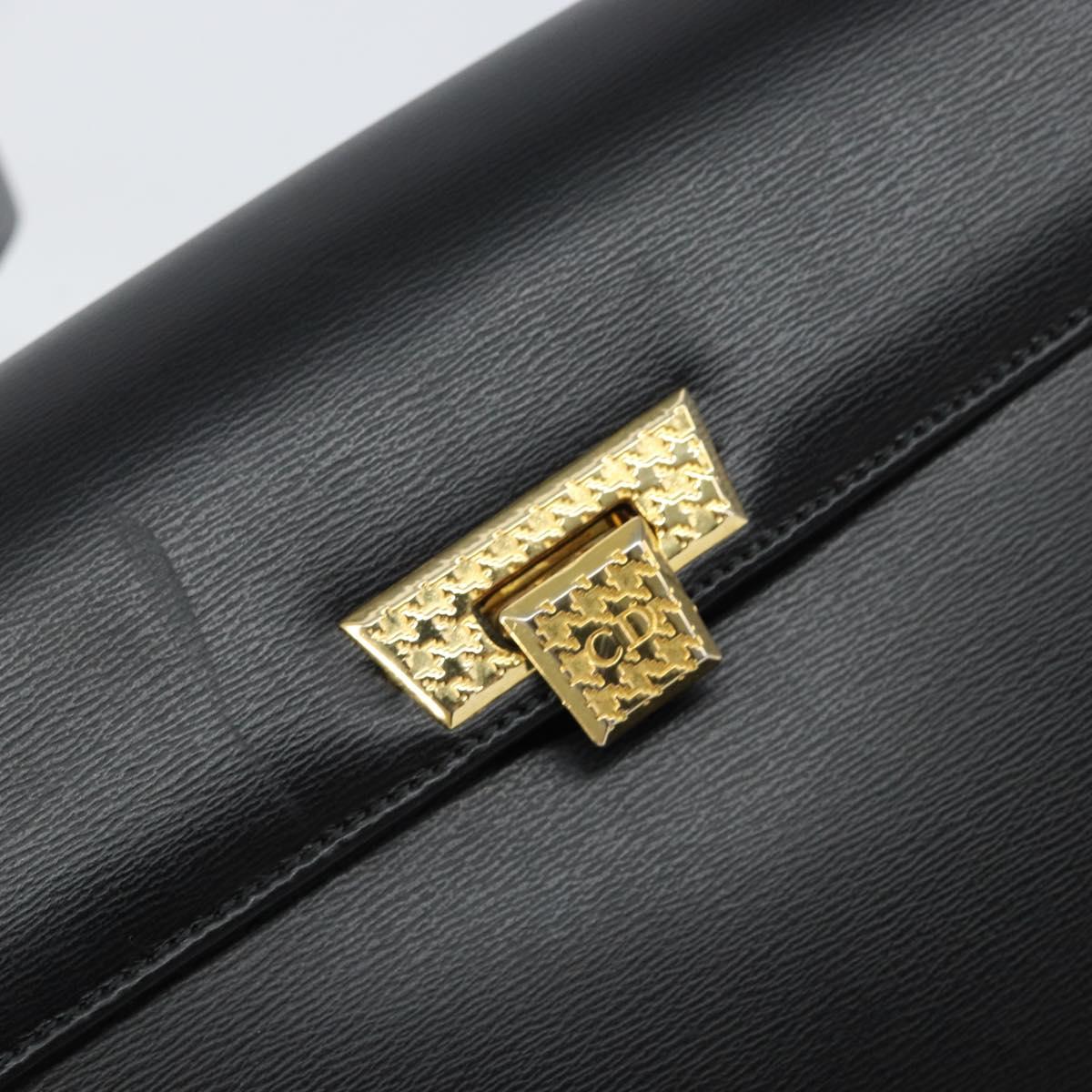 Christian Dior Shoulder Bag Leather Black Gold Auth 155073