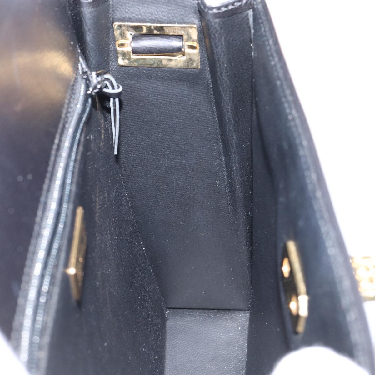 Christian Dior Shoulder Bag Leather Black Gold Auth 155073