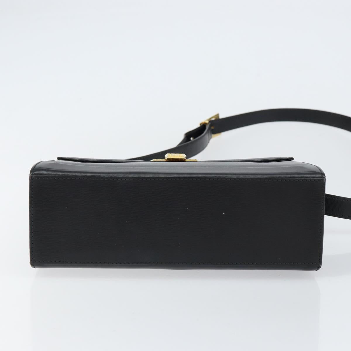 Christian Dior Shoulder Bag Leather Black Gold Auth 155073