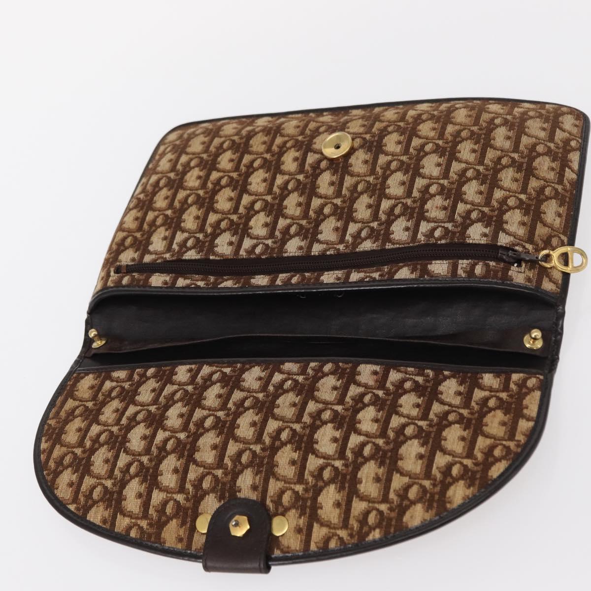 Christian Dior Trotter Canvas Shoulder Bag Brown Auth 155074