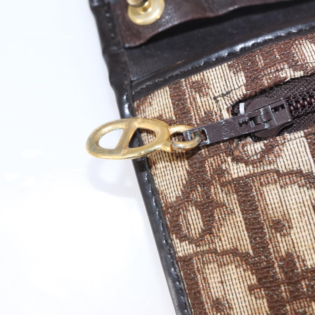 Christian Dior Trotter Canvas Shoulder Bag Brown Auth 155074