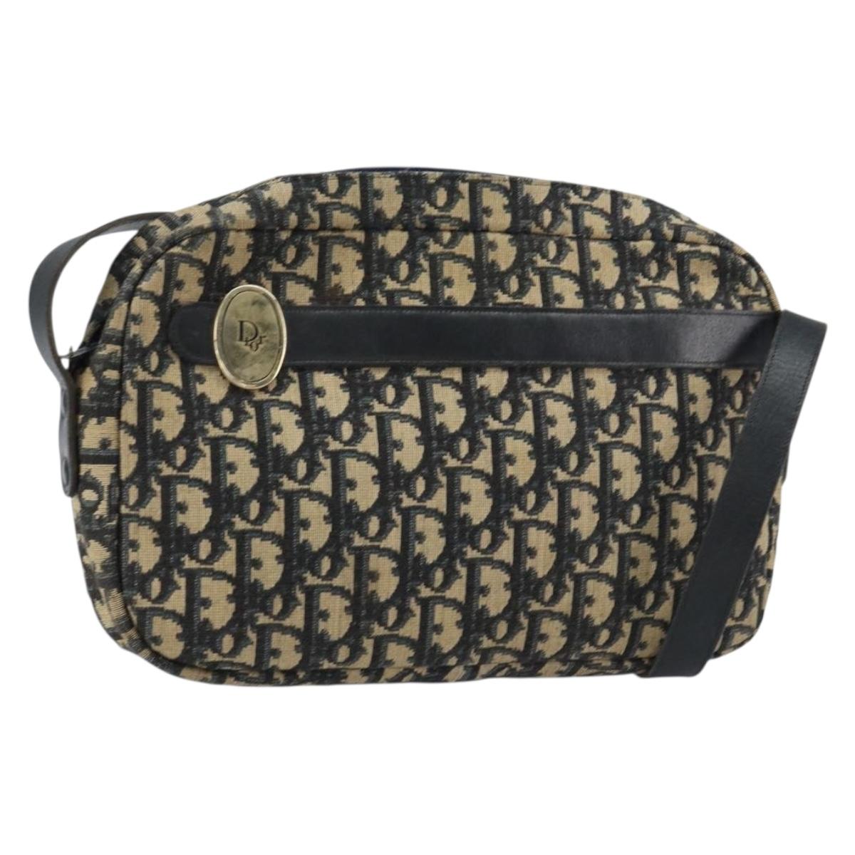 Christian Dior Trotter Canvas Shoulder Bag Navy Auth 155075