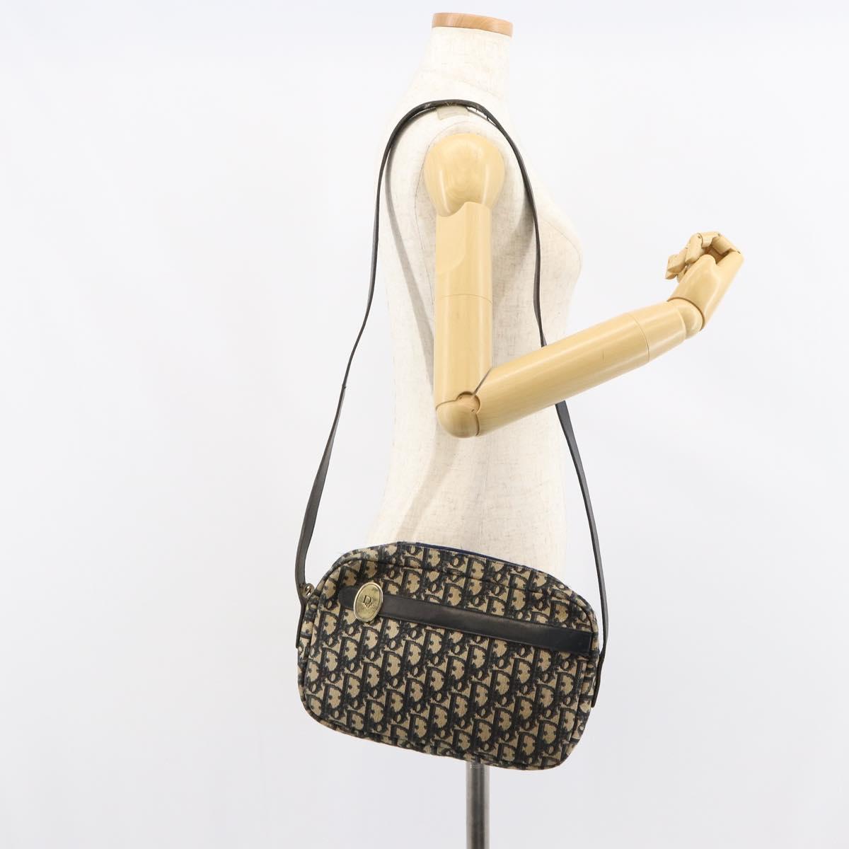 Christian Dior Trotter Canvas Shoulder Bag Navy Auth 155075