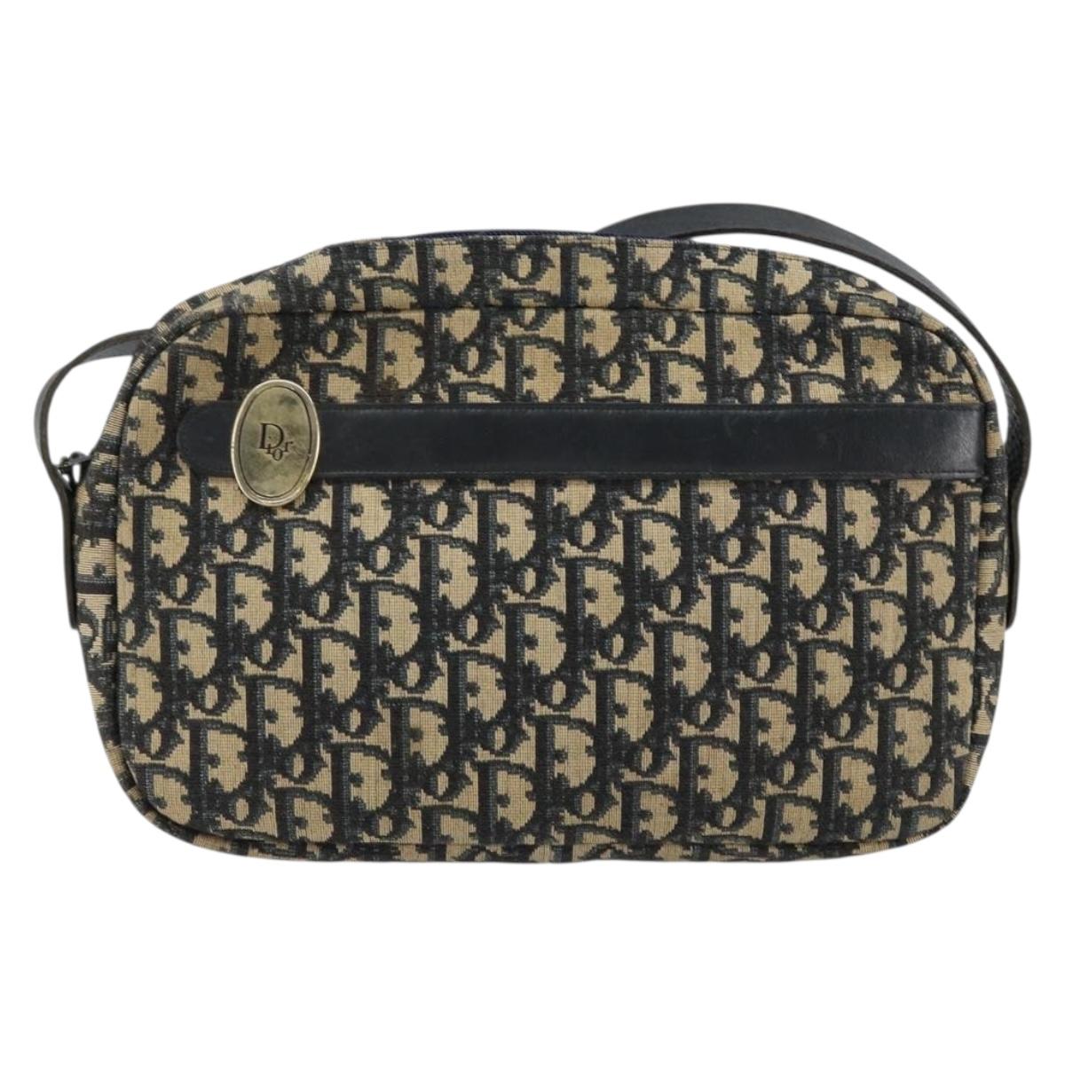 Christian Dior Trotter Canvas Shoulder Bag Navy Auth 155075