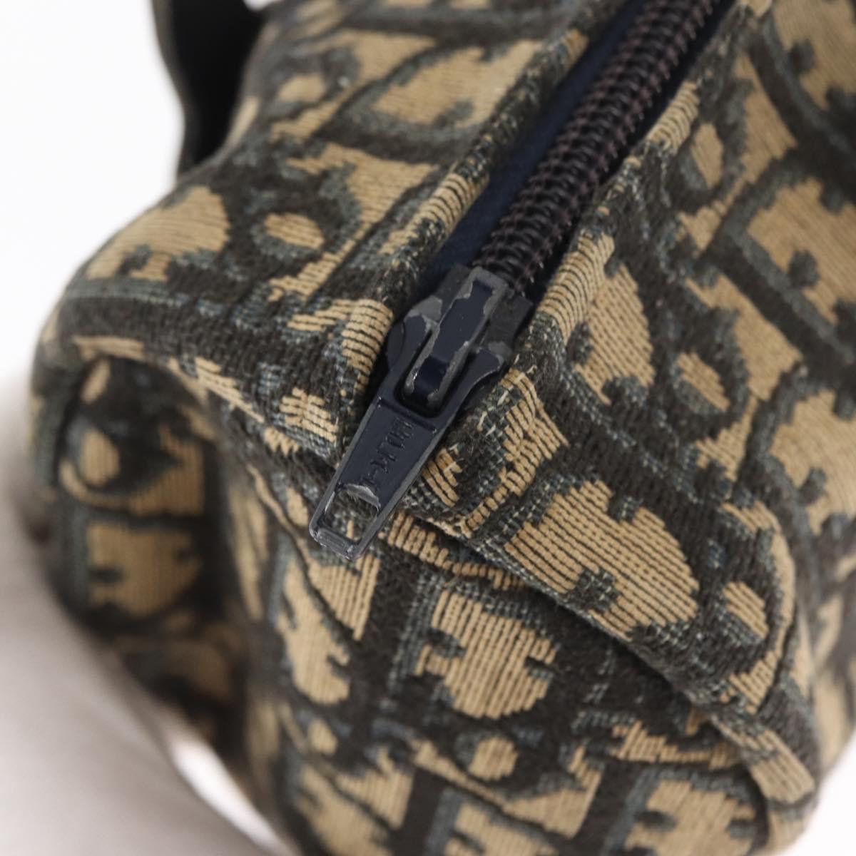 Christian Dior Trotter Canvas Hand Bag Navy Gold Auth 155076