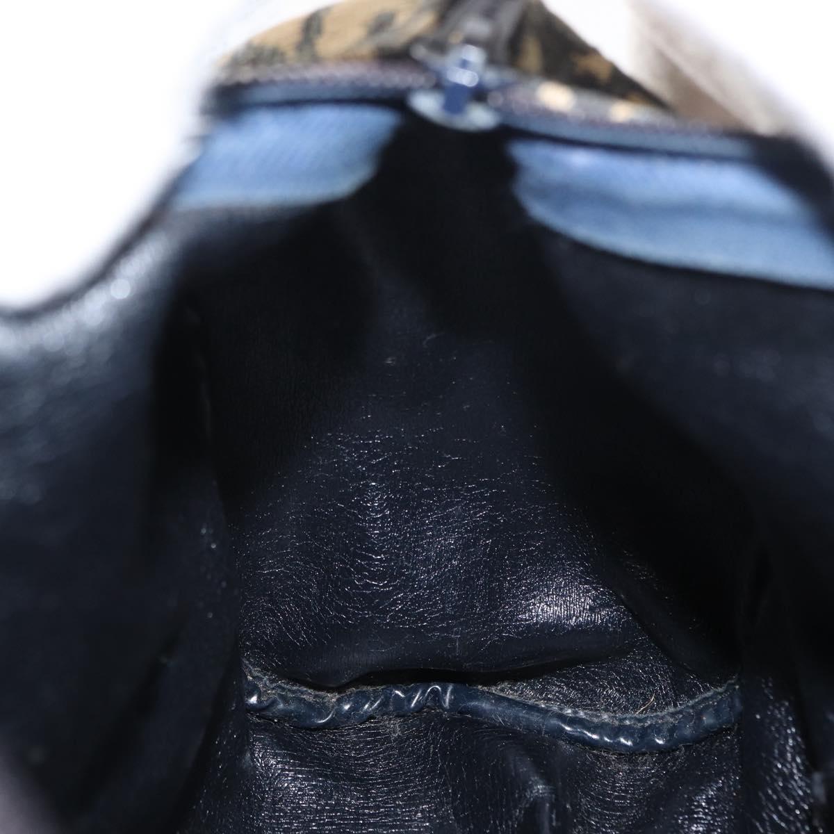 Christian Dior Trotter Canvas Hand Bag Navy Gold Auth 155076