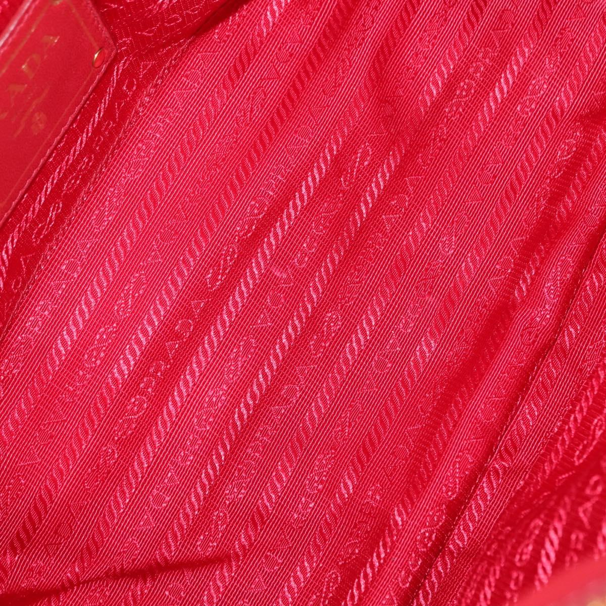 PRADA Hand Bag Nylon Leather 2way Red Gold Auth 155077