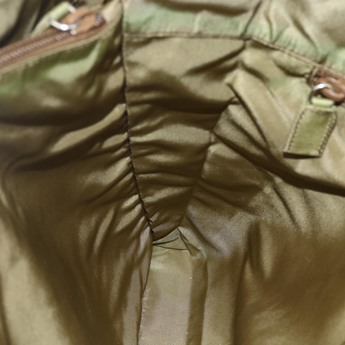 PRADA Tote Bag Nylon Green Silver Auth 155078