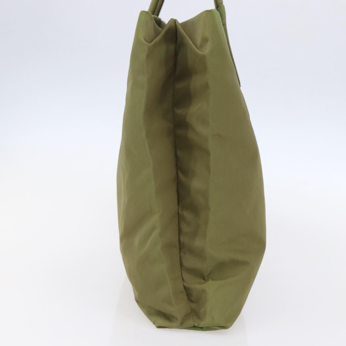 PRADA Tote Bag Nylon Green Silver Auth 155078