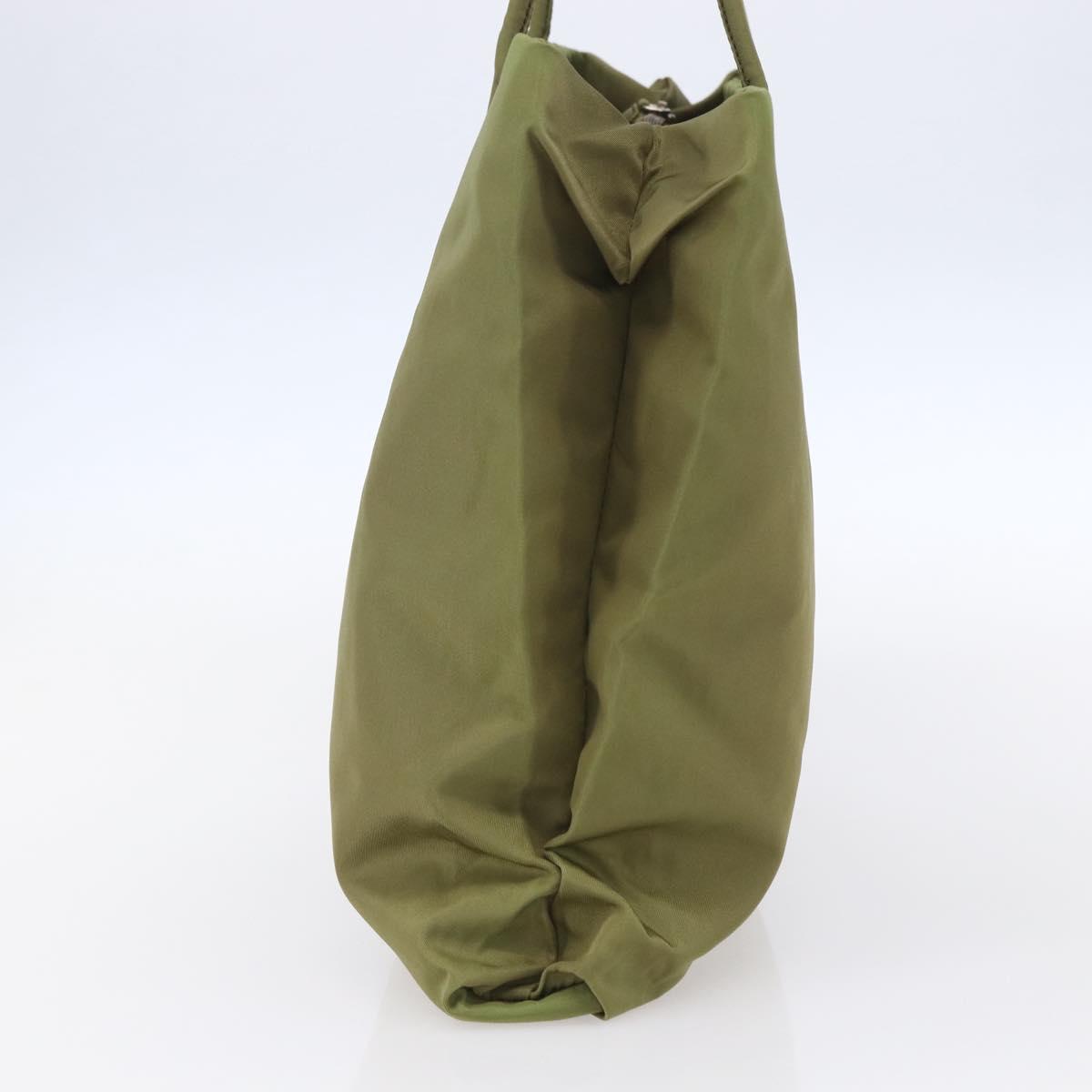 PRADA Tote Bag Nylon Green Silver Auth 155078