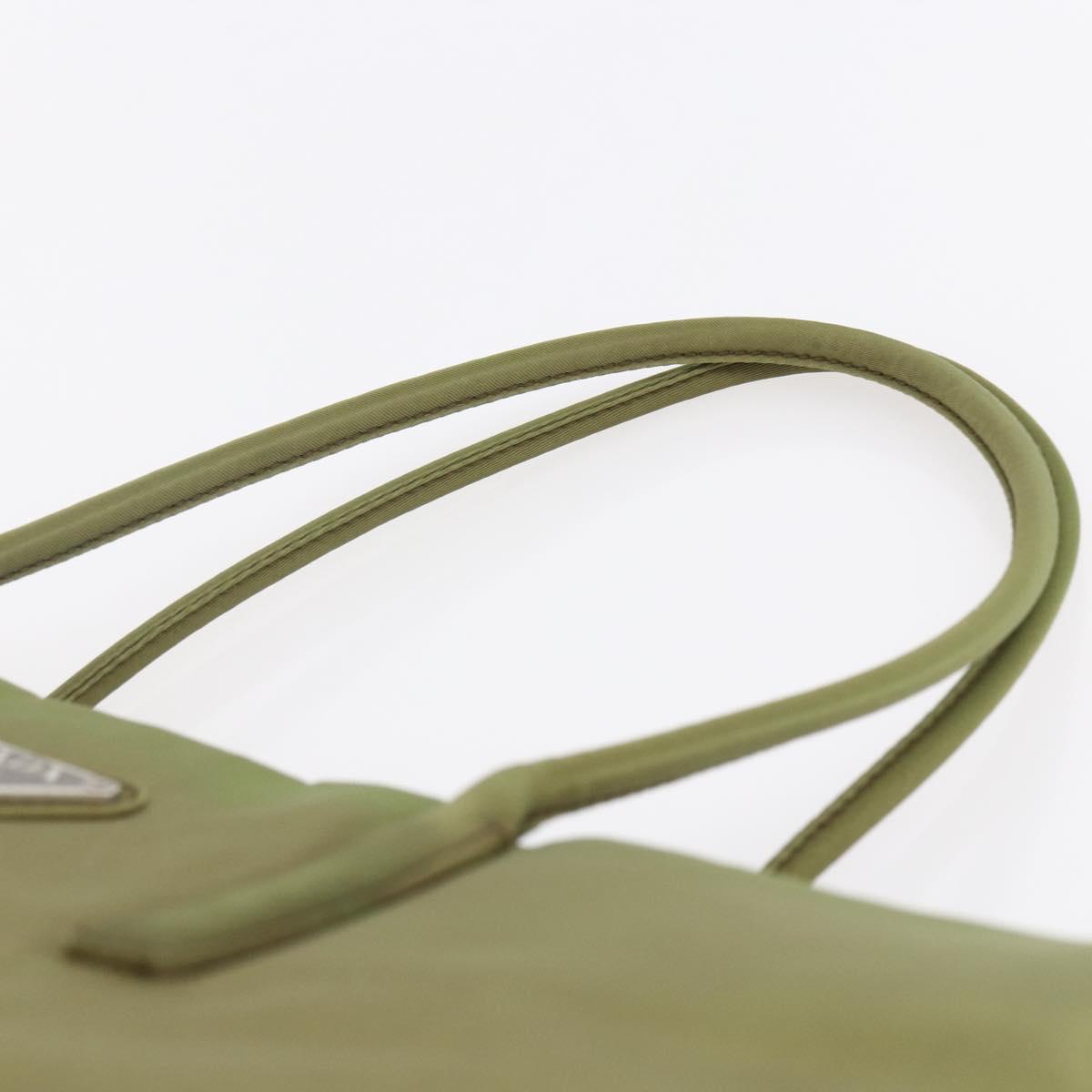 PRADA Tote Bag Nylon Green Silver Auth 155078