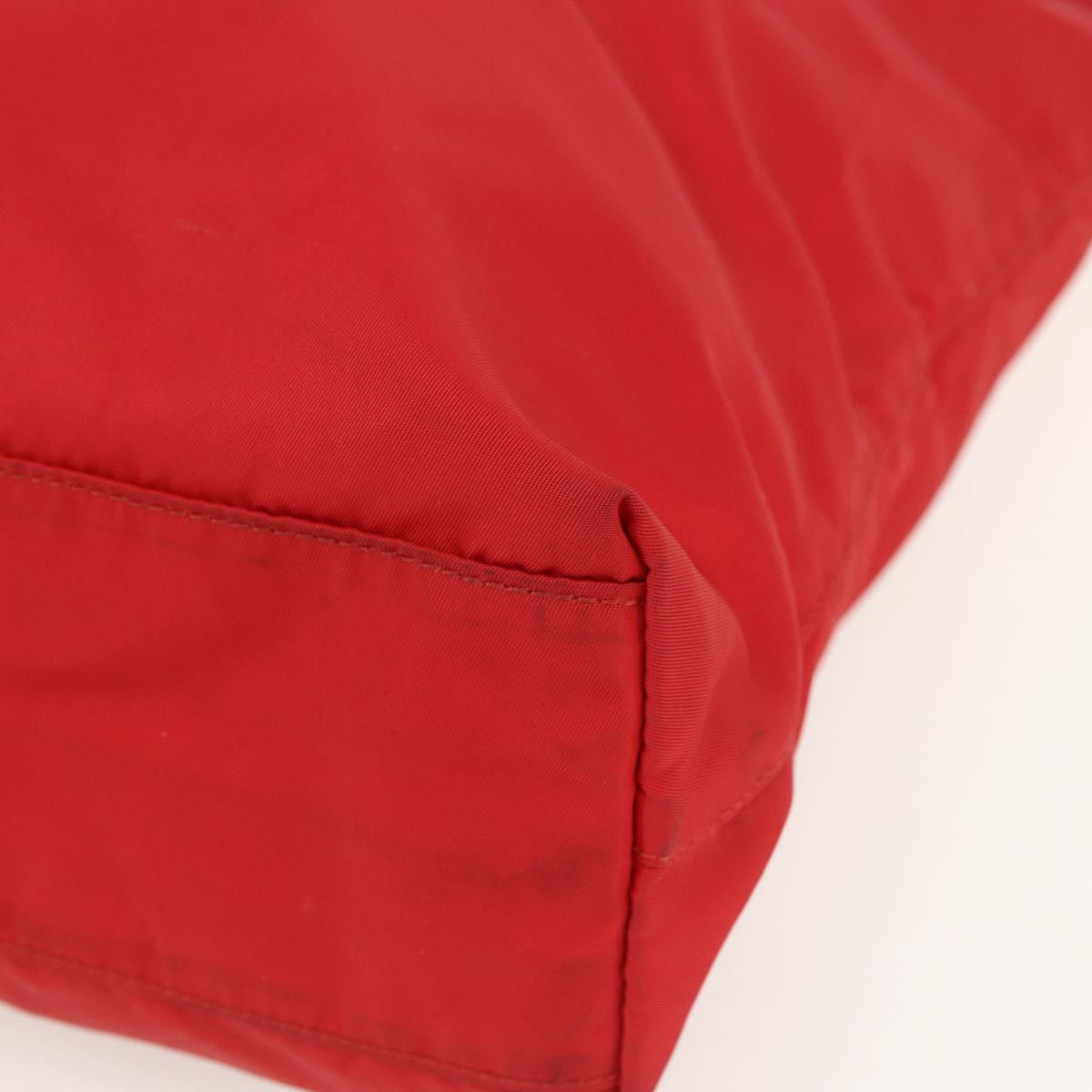 PRADA Tote Bag Nylon Red Silver Auth 155081