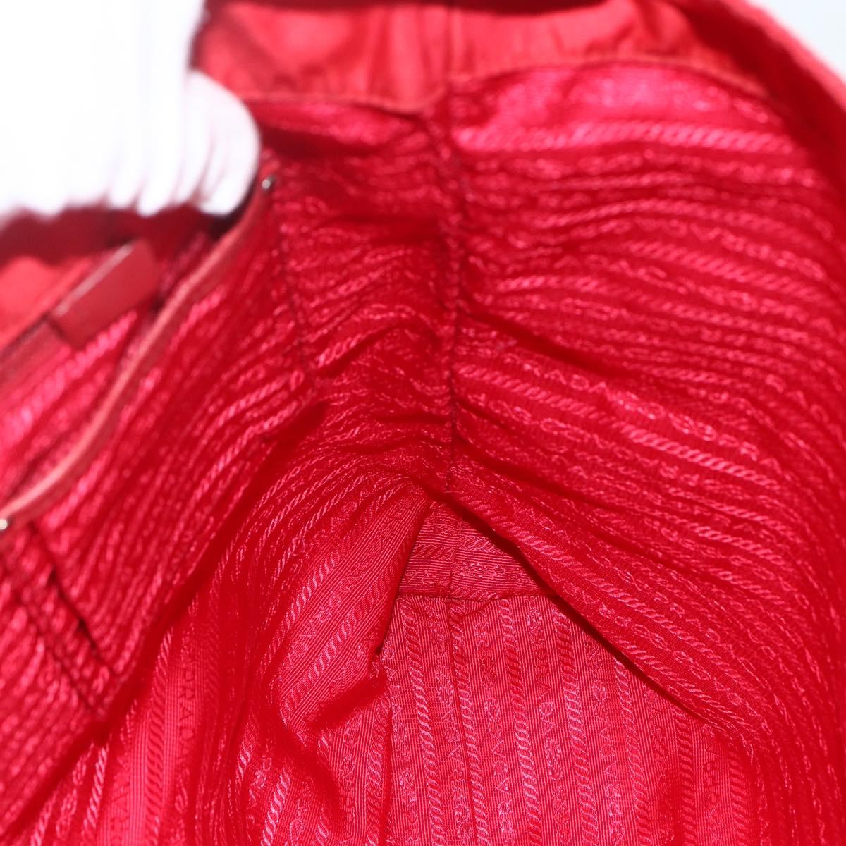 PRADA Tote Bag Nylon Red Silver Auth 155081