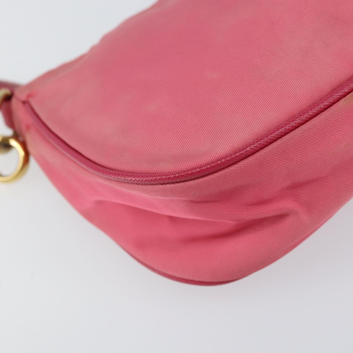 PRADA Shoulder Bag Nylon Leather Pink Gold Auth 155082
