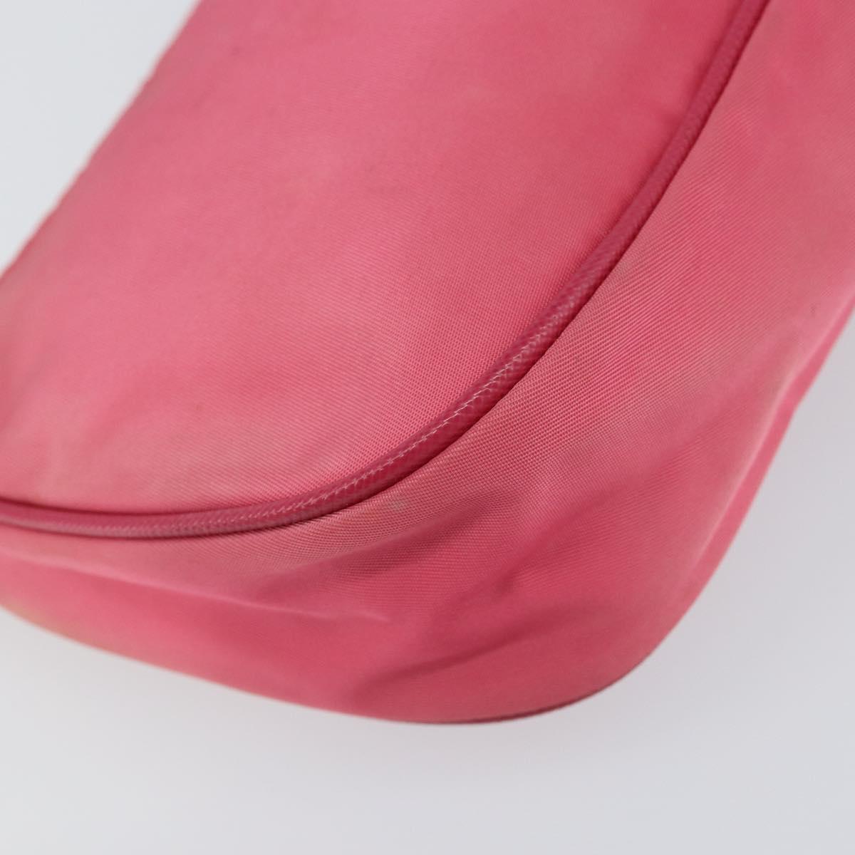 PRADA Shoulder Bag Nylon Leather Pink Gold Auth 155082