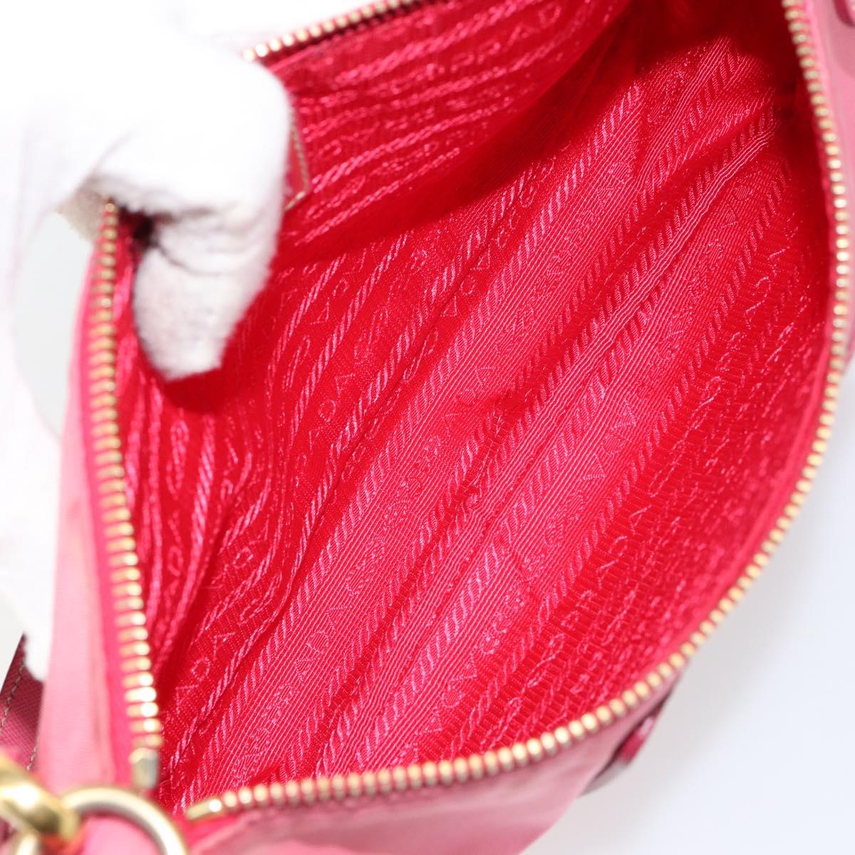 PRADA Shoulder Bag Nylon Leather Pink Gold Auth 155082