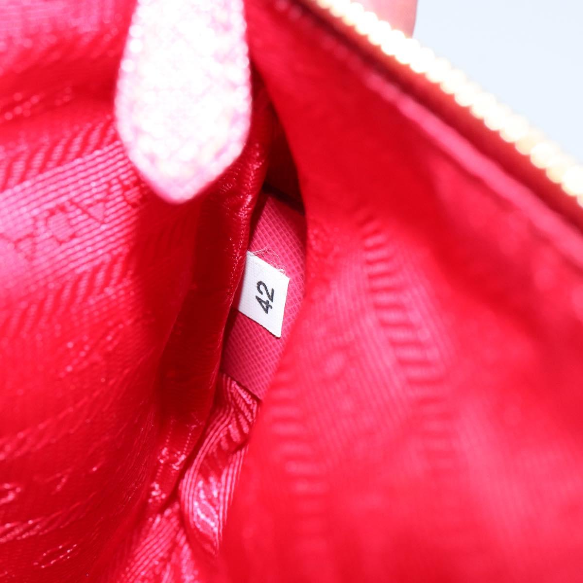 PRADA Shoulder Bag Nylon Leather Pink Gold Auth 155082