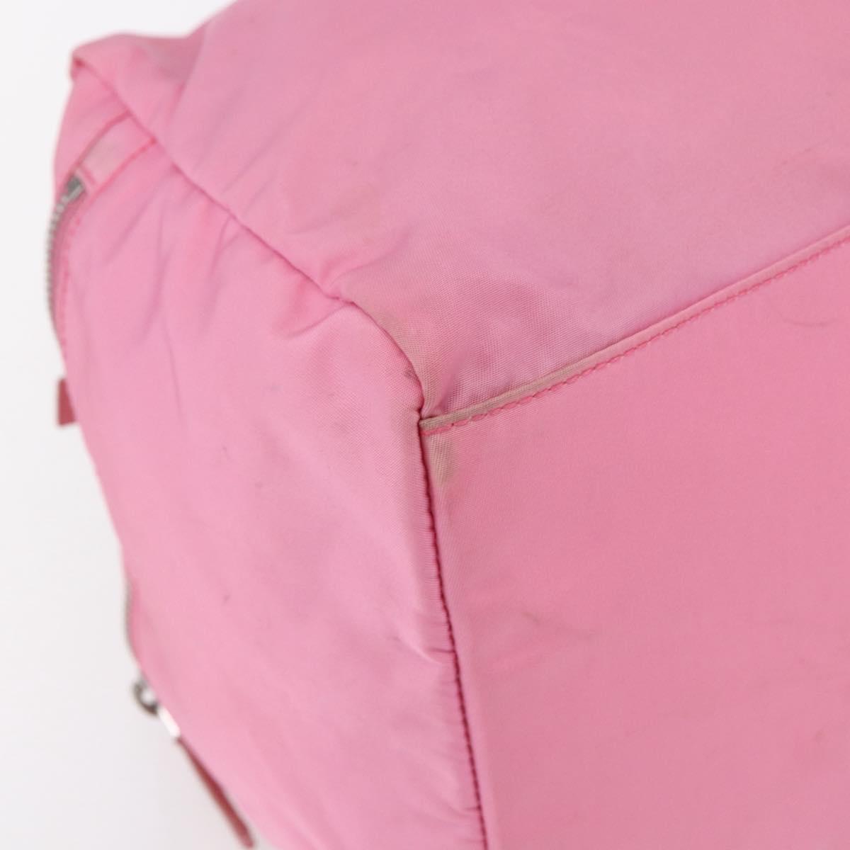 PRADA Hand Bag Nylon Pink Silver Auth 155083