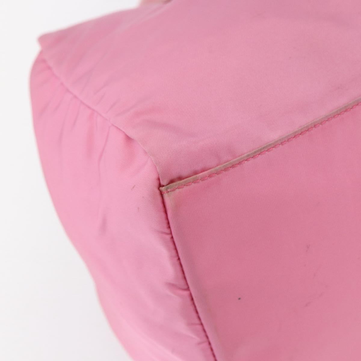 PRADA Hand Bag Nylon Pink Silver Auth 155083