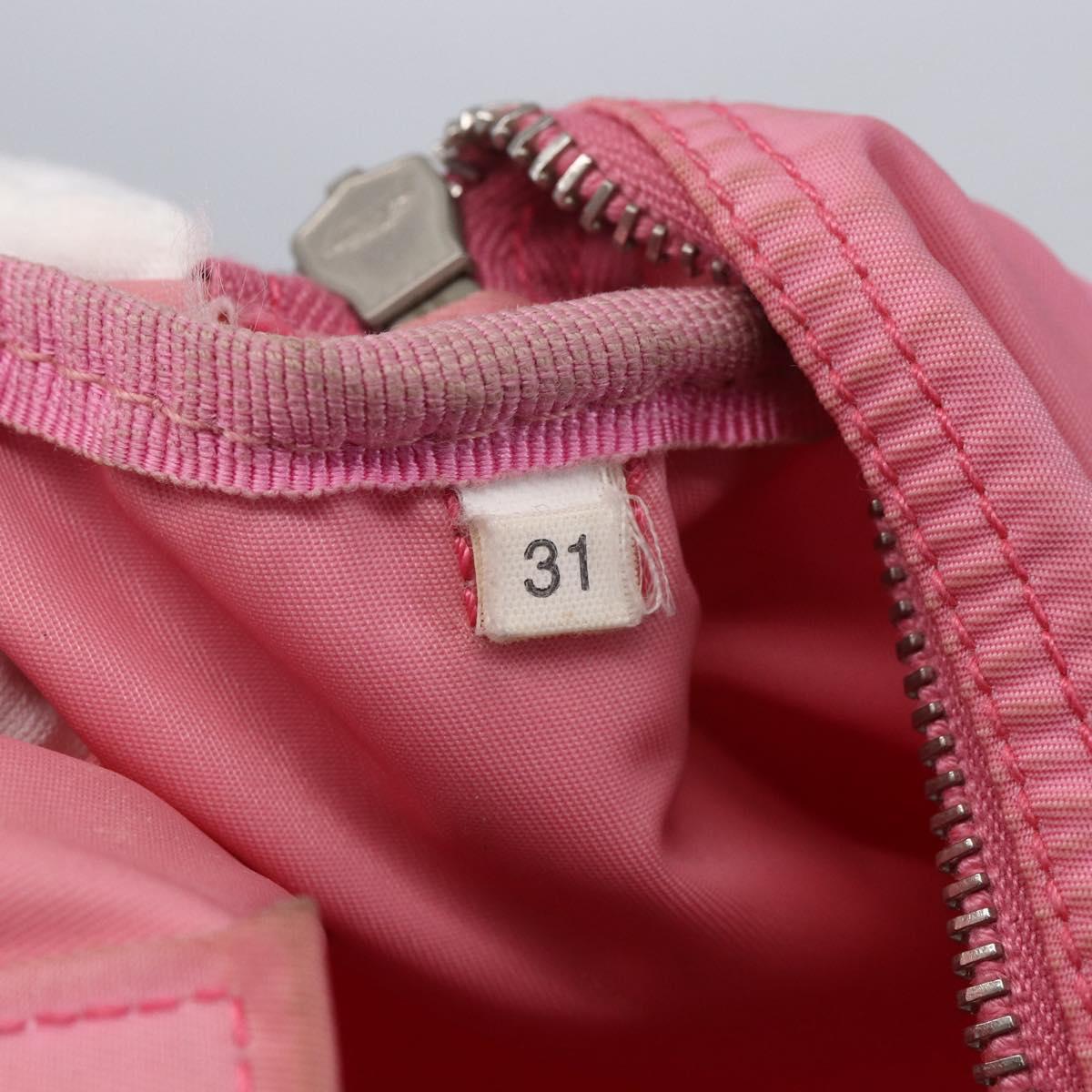 PRADA Hand Bag Nylon Pink Silver Auth 155083