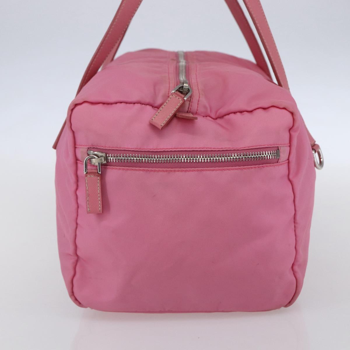 PRADA Hand Bag Nylon Pink Silver Auth 155083