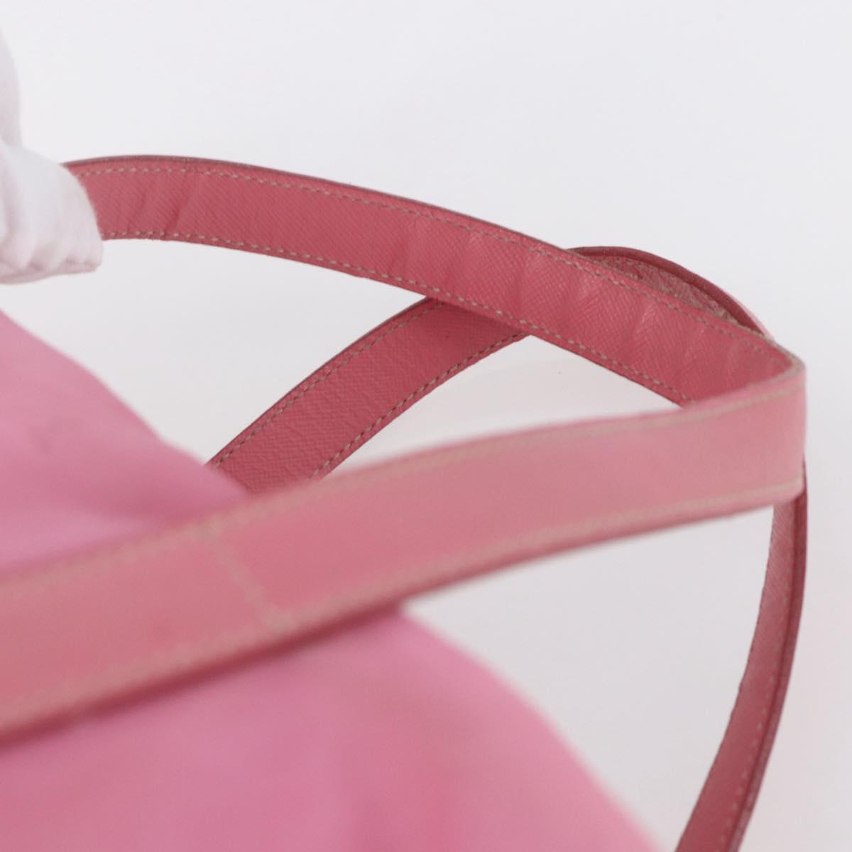 PRADA Hand Bag Nylon Pink Silver Auth 155083