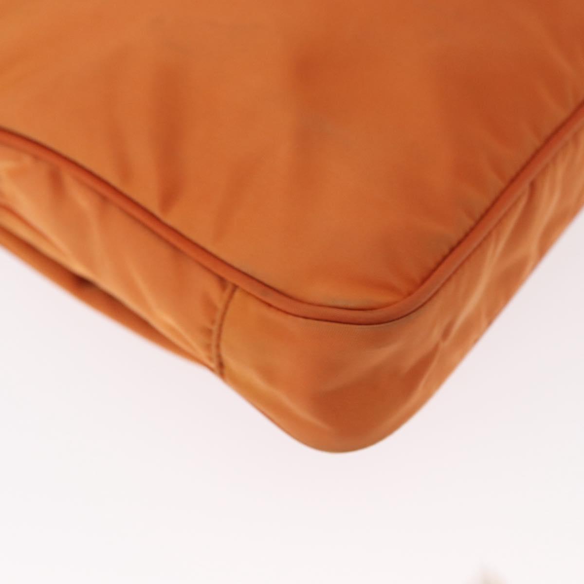 PRADA Shoulder Bag Nylon Leather Orange Gold Auth 155084