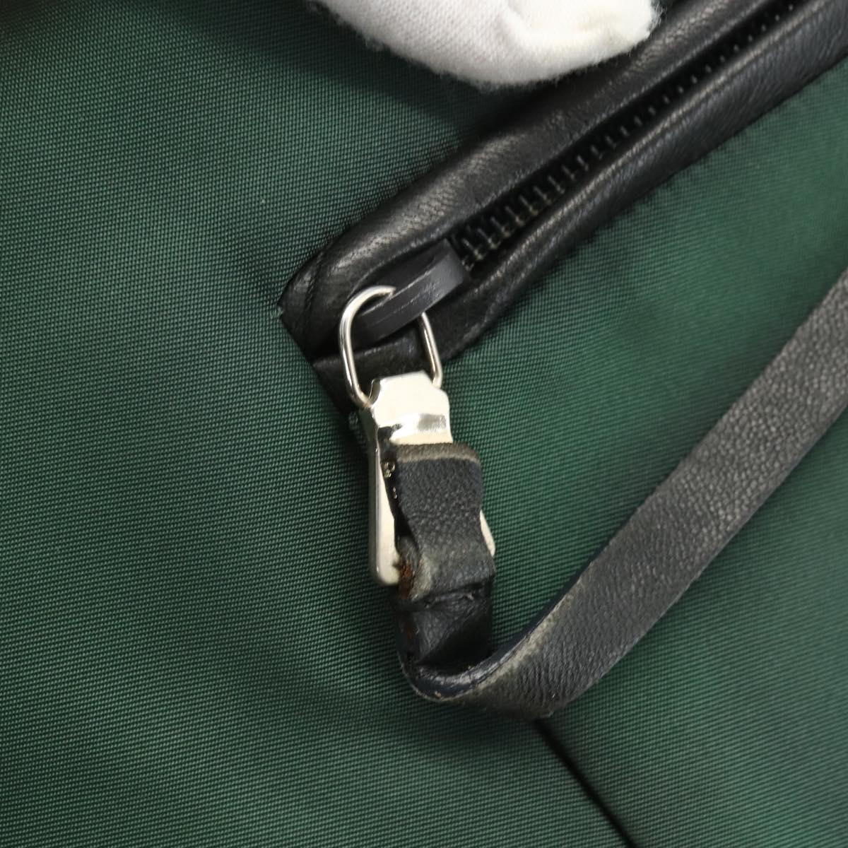 PRADA Tote Bag Nylon Green Silver Auth 155085