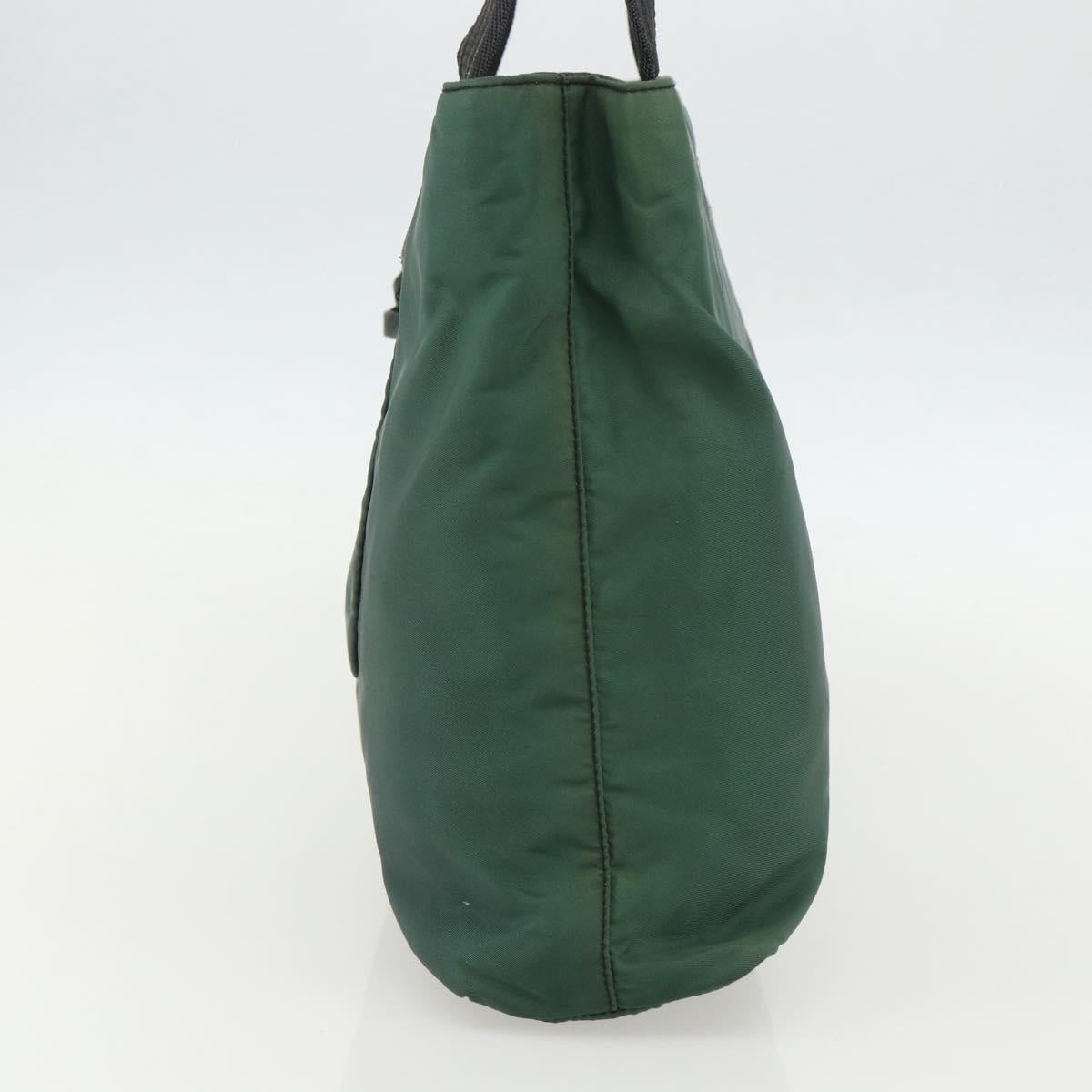PRADA Tote Bag Nylon Green Silver Auth 155085