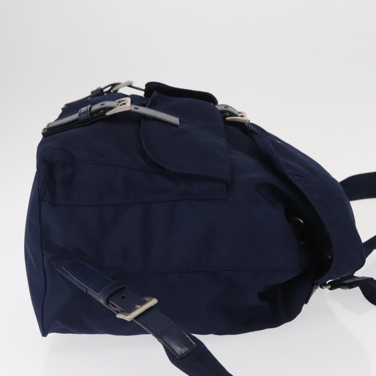 PRADA Backpack Nylon Blue Silver Auth 155086V
