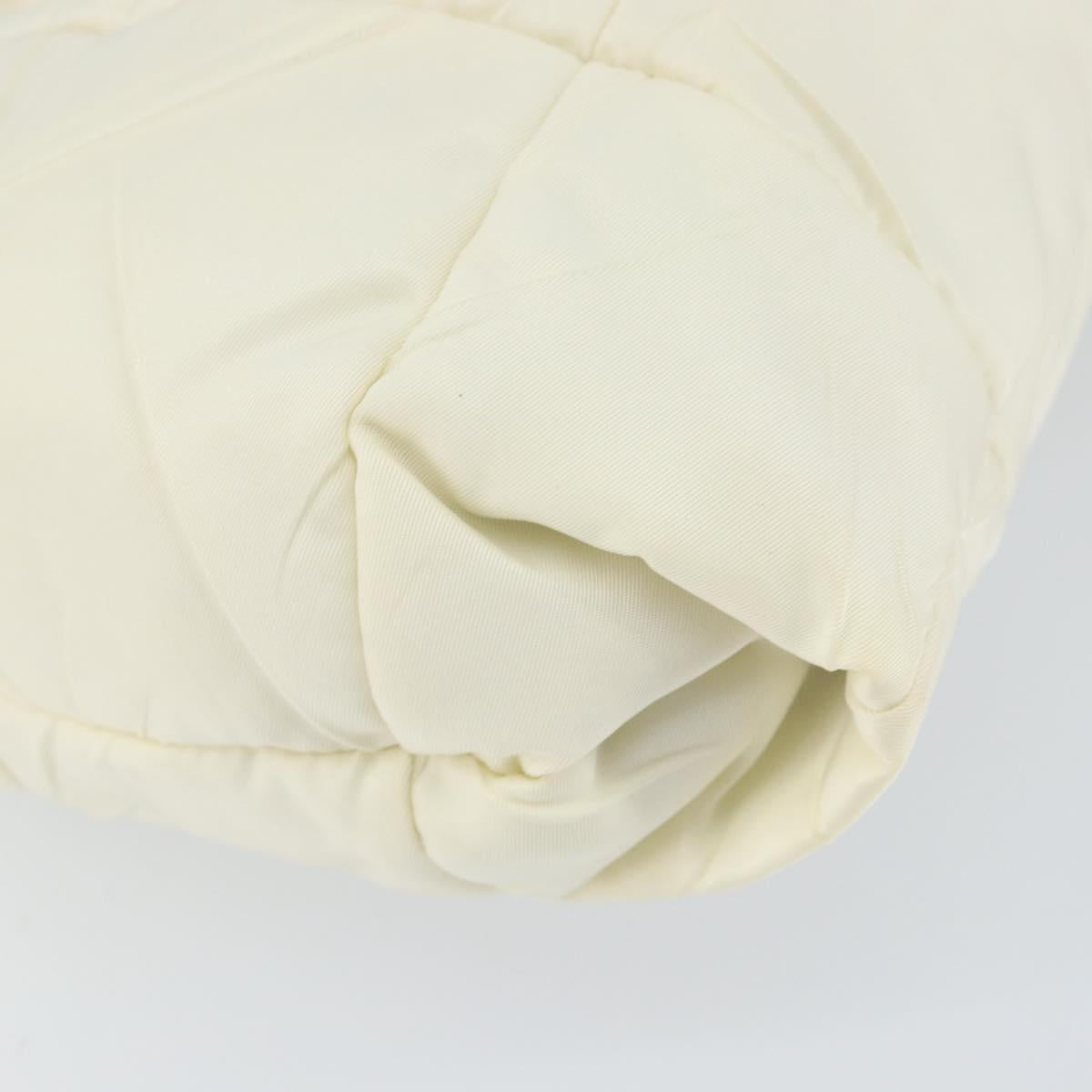 PRADA Shoulder Bag Nylon Enamel Beige Yellow gold Auth 155087