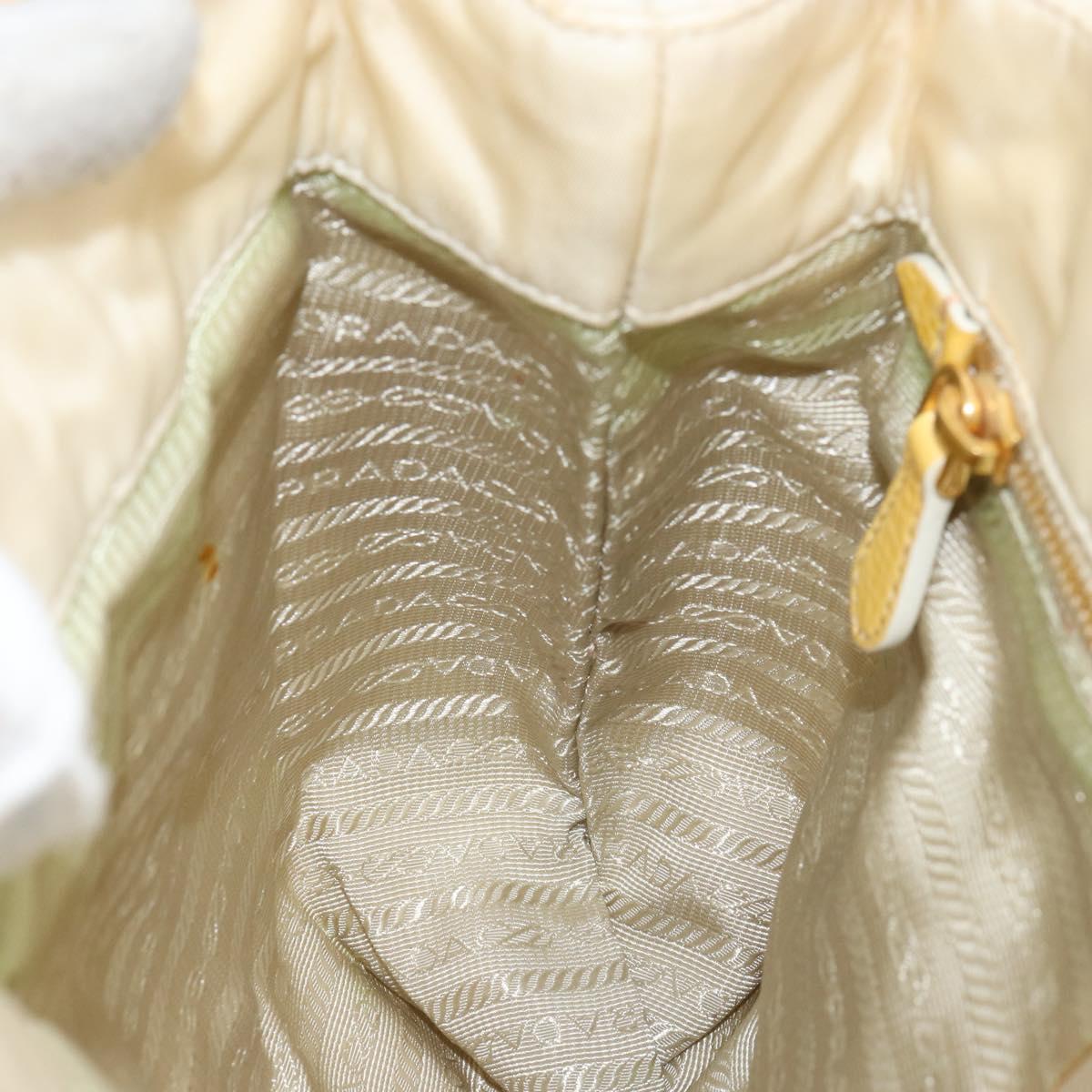 PRADA Shoulder Bag Nylon Enamel Beige Yellow gold Auth 155087