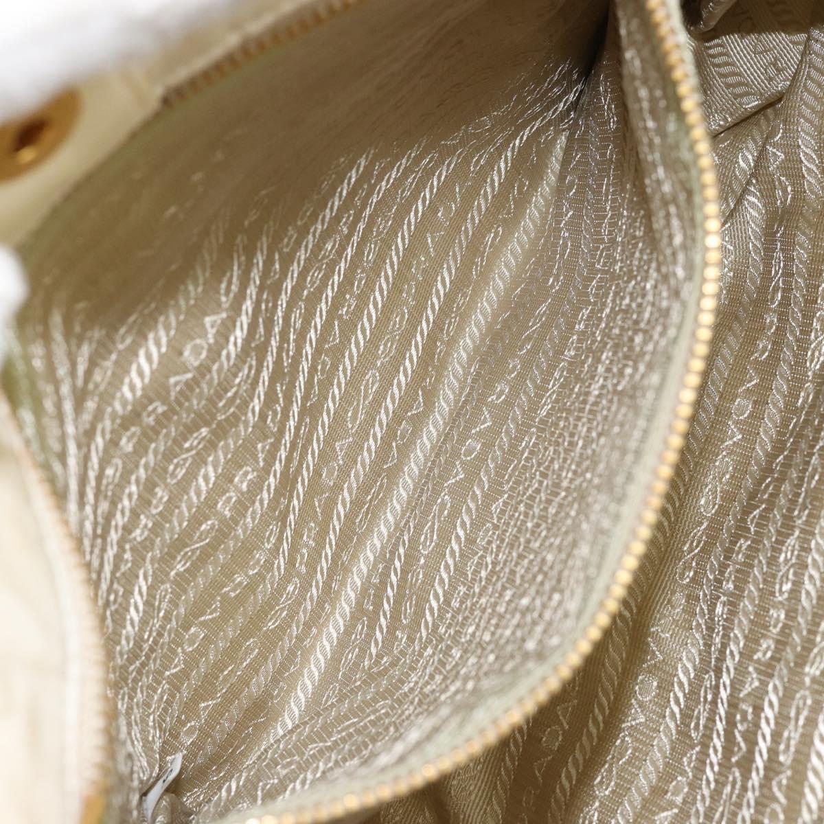 PRADA Shoulder Bag Nylon Enamel Beige Yellow gold Auth 155087