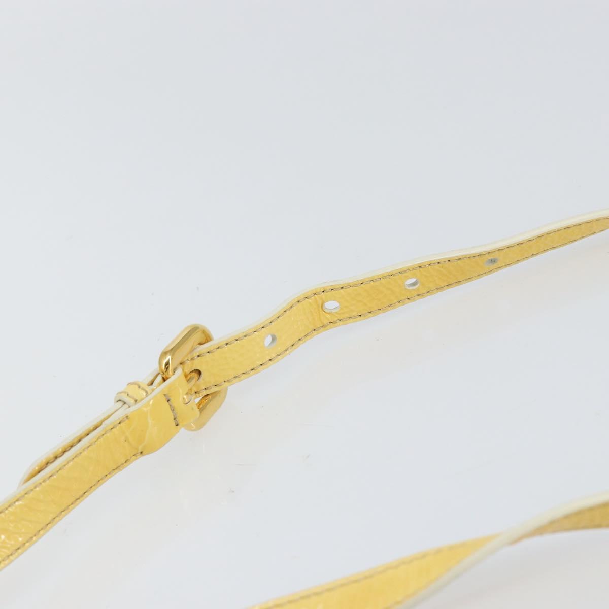 PRADA Shoulder Bag Nylon Enamel Beige Yellow gold Auth 155087