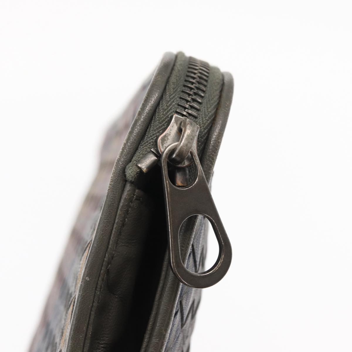 BOTTEGA VENETA INTRECCIATO Clutch Bag Leather Gray Auth 155090