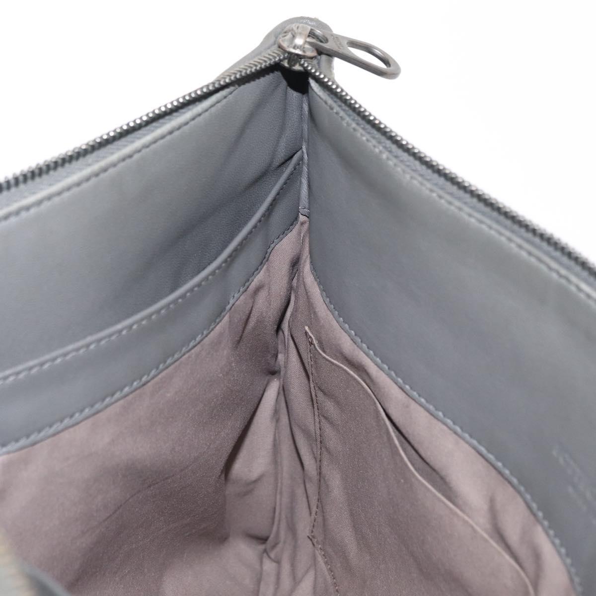 BOTTEGA VENETA INTRECCIATO Clutch Bag Leather Gray Auth 155090